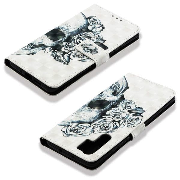 Plånboksfodral Huawei P30 Pro – Döskalle / Rosor
