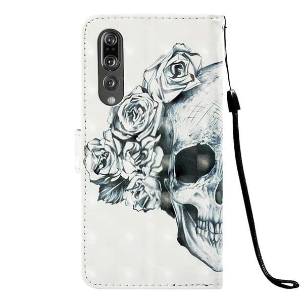 Plånboksfodral Huawei P30 – Döskalle / Rosor