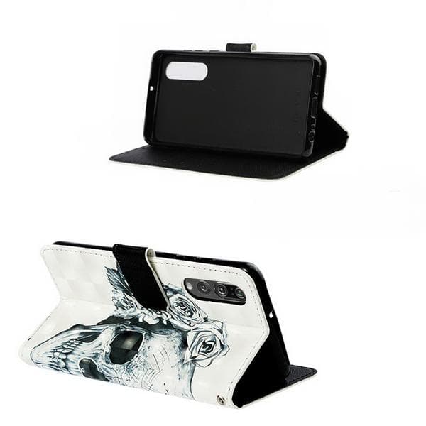 Plånboksfodral Huawei P30 – Döskalle / Rosor