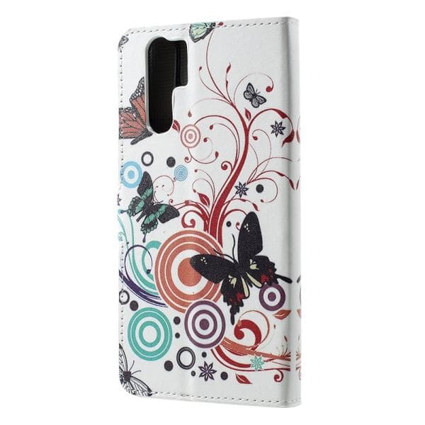 Plånboksfodral Huawei P30 Pro - Vit med Fjärilar