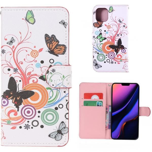 Plånboksfodral Apple iPhone 11 Pro - Vit med Fjärilar