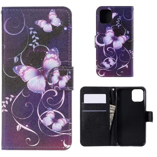 Plånboksfodral Apple iPhone 11 Pro Max - Lila med Fjärilar