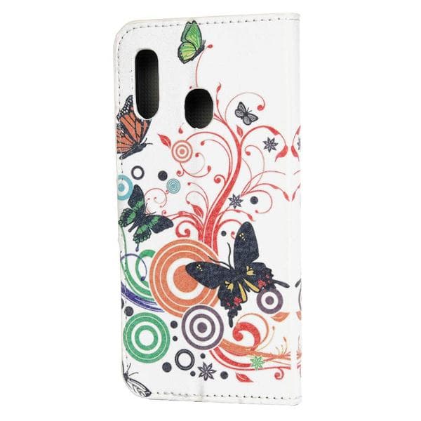 Plånboksfodral Samsung Galaxy A20e - Vit med Fjärilar