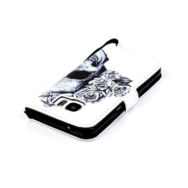 Plånboksfodral Samsung Galaxy S7 – Döskalle / Rosor