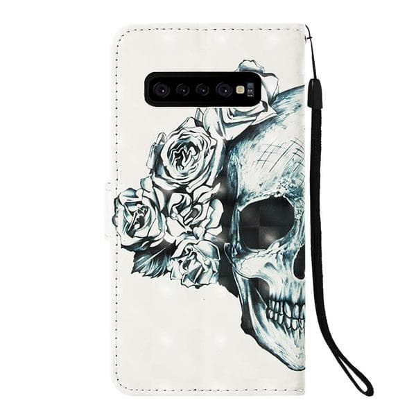 Plånboksfodral Samsung Galaxy S10 Plus – Döskalle / Rosor
