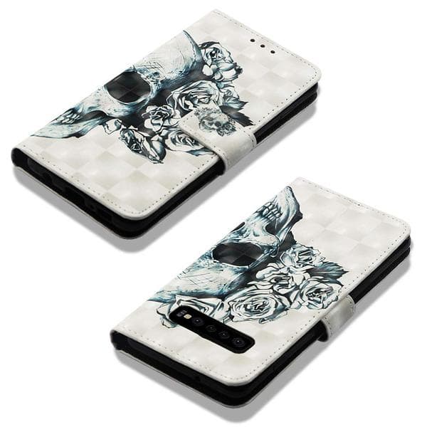 Plånboksfodral Samsung Galaxy S10 Plus – Döskalle / Rosor