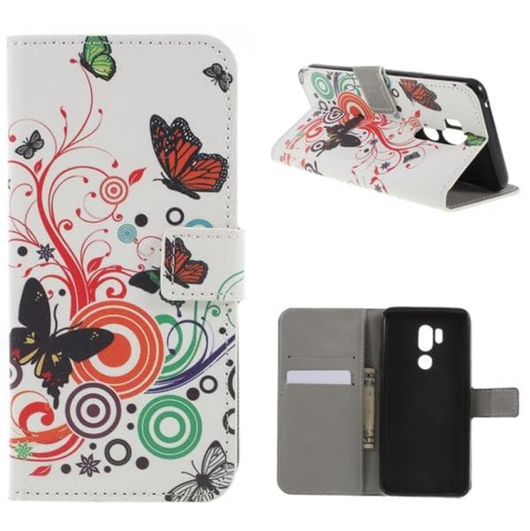 Plånboksfodral LG G7 ThinQ - Vit med Fjärilar