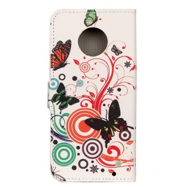 Plånboksfodral Motorola Moto G6 Plus - Vit med Fjärilar