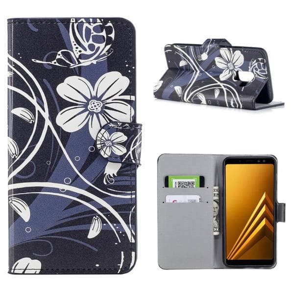 Plånboksfodral Samsung Galaxy A6 (2018) - Svart med Blommor
