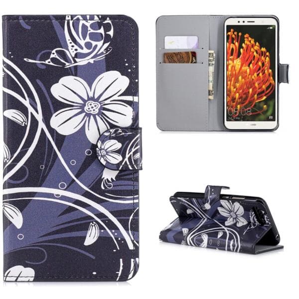 Plånboksfodral Huawei Y6 2018 - Svart med Blommor