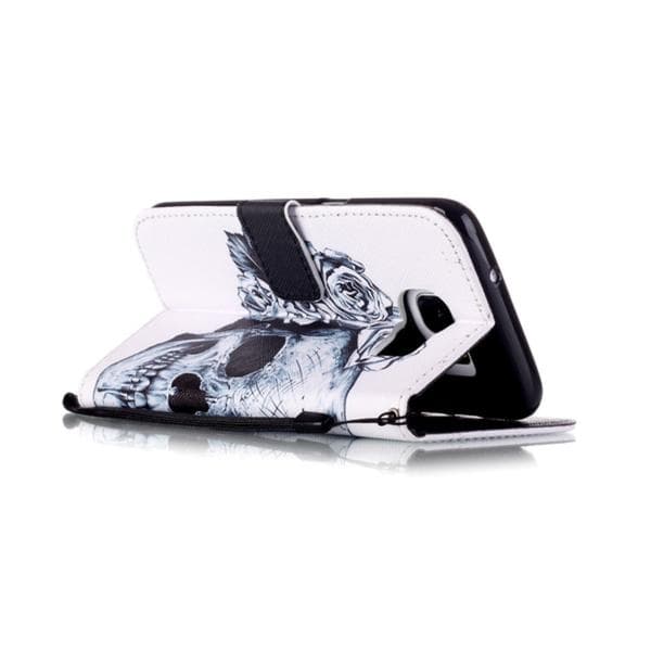 Plånboksfodral Samsung Galaxy S7 Edge – Döskalle / Rosor