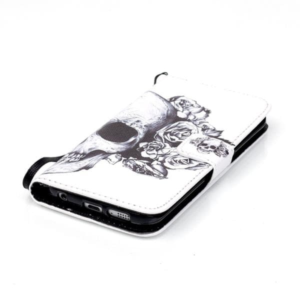 Plånboksfodral Samsung Galaxy S7 Edge – Döskalle / Rosor