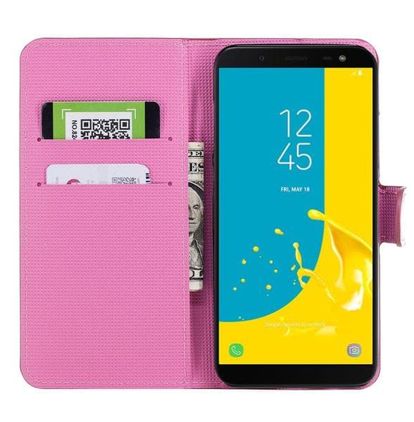 Plånboksfodral Samsung Galaxy J6 Plus - Vit med Fjärilar