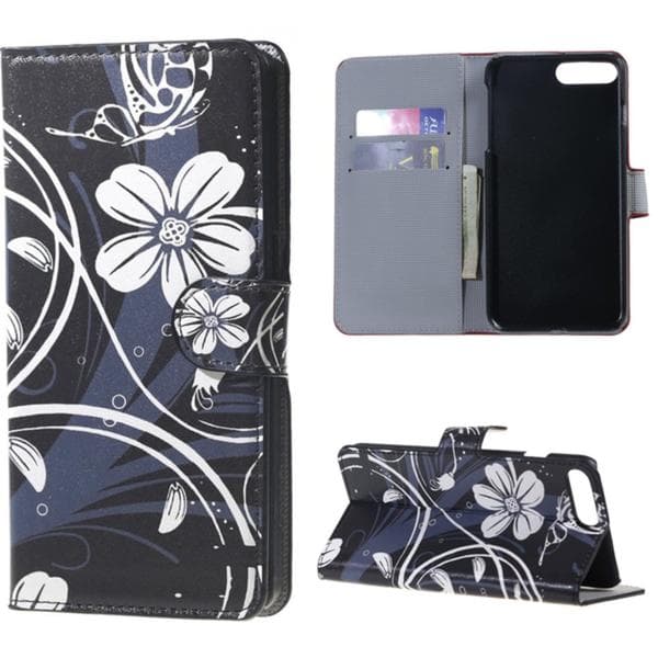 Plånboksfodral Apple iPhone 8 Plus – Svart med Blommor