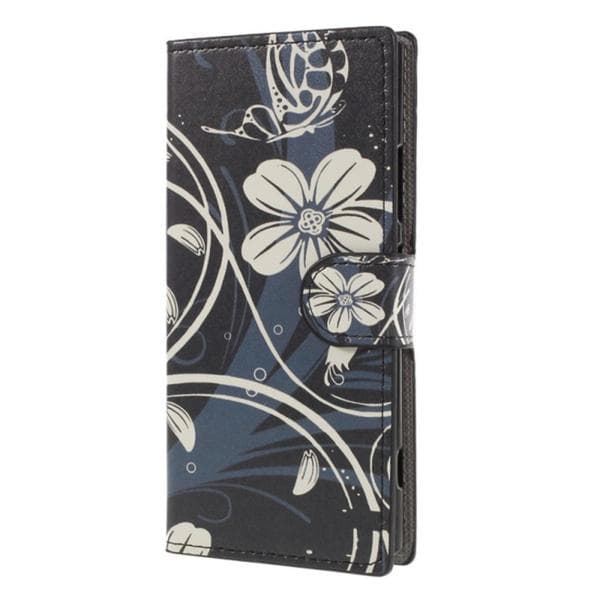 Plånboksfodral Sony Xperia XA2 - Svart med Blommor