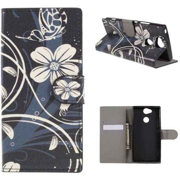 Plånboksfodral Sony Xperia XA2 - Svart med Blommor