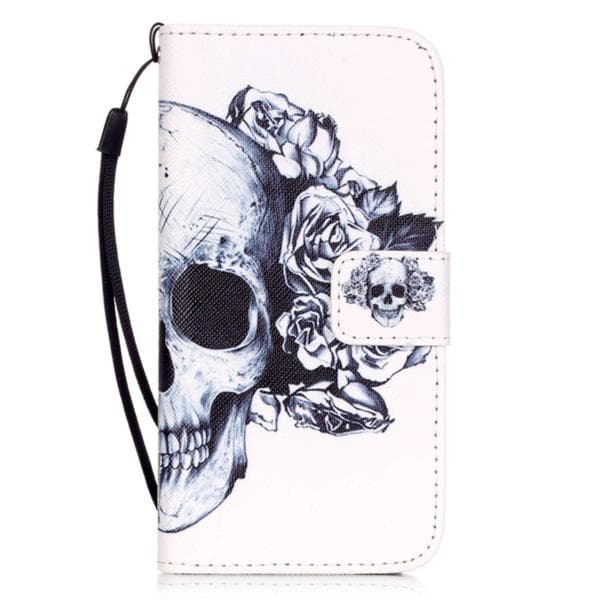 Plånboksfodral Apple iPhone 8 – Döskalle / Rosor