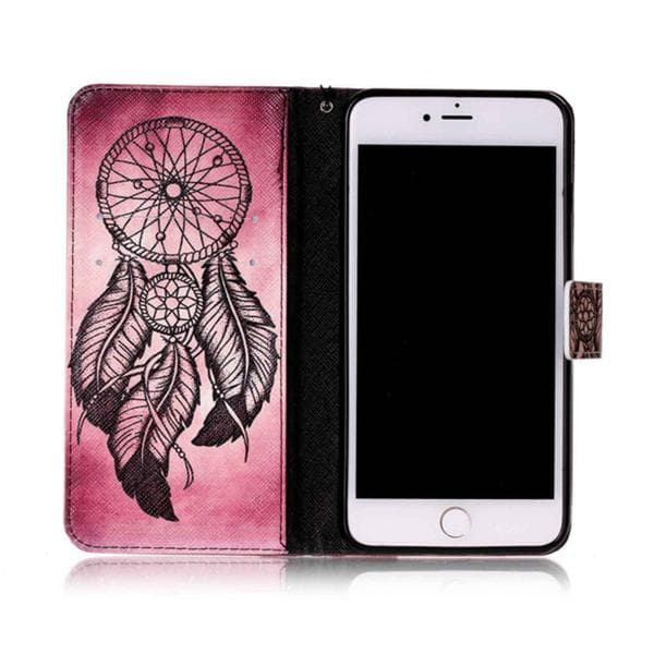Plånboksfodral Apple iPhone 8 Plus – Drömfångare Rosa/Röd