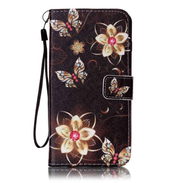 Plånboksfodral Apple iPhone 8 Plus – Blommor i Guld