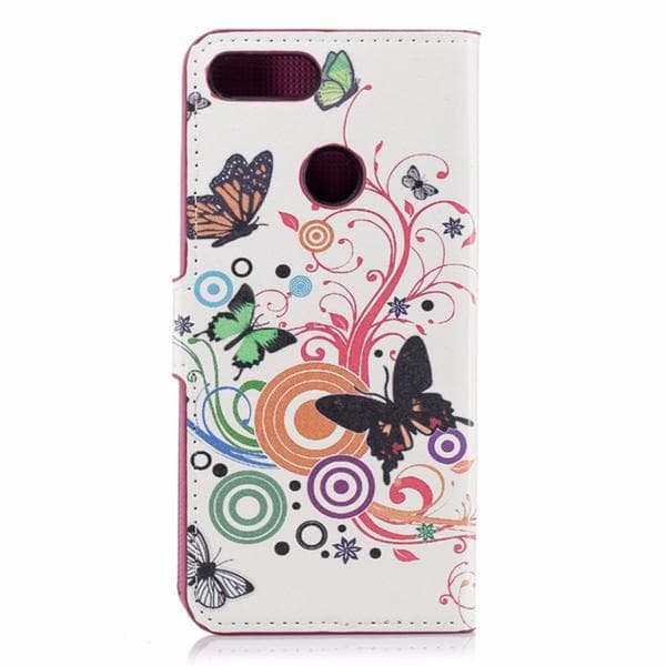 Plånboksfodral Huawei P Smart (2018) - Vit med Fjärilar