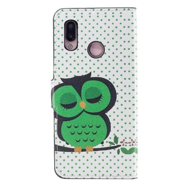 Plånboksfodral Huawei P20 Lite - Prickigt med Uggla