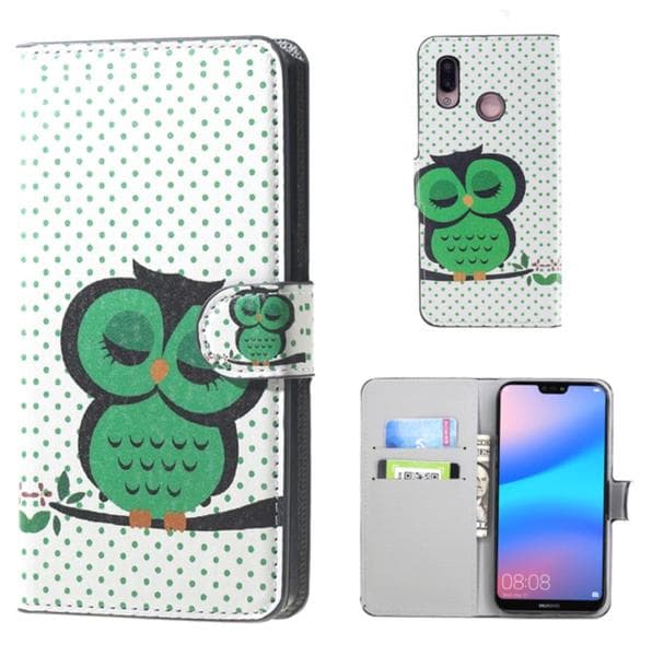 Plånboksfodral Huawei P20 Lite - Prickigt med Uggla