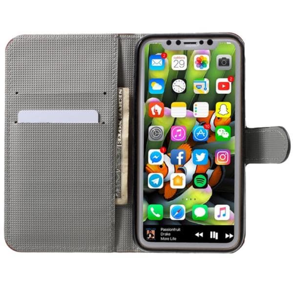 Plånboksfodral iPhone X / iPhone Xs - Svart med Fjärilar
