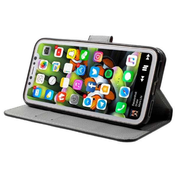 Plånboksfodral iPhone X / iPhone Xs - Svart med Fjärilar