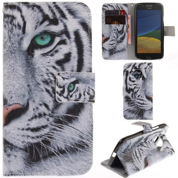 Plånboksfodral Moto G5 - Vit Tiger