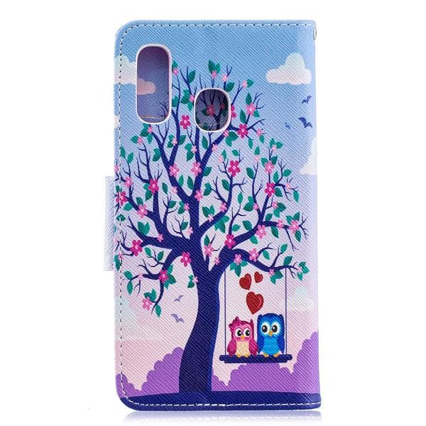Plånboksfodral Samsung Galaxy A20e – Ugglor på Gunga
