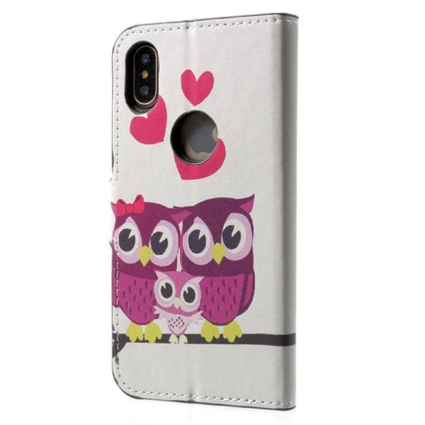 Plånboksfodral iPhone X / iPhone Xs - Ugglor & Hjärtan