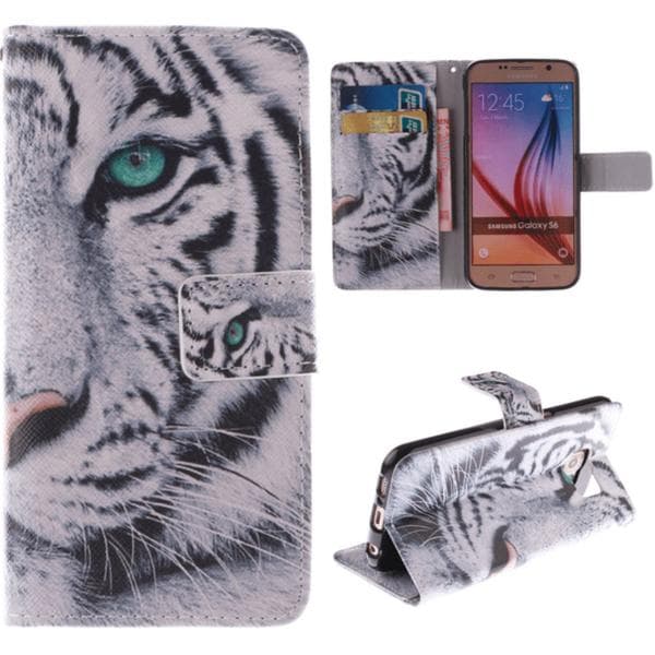 Plånboksfodral Samsung Galaxy S6 – Vit Tiger