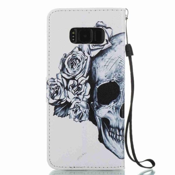Plånboksfodral Samsung Galaxy S8 – Döskalle / Rosor