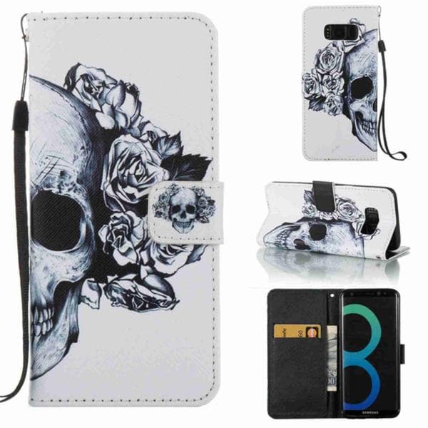 Plånboksfodral Samsung Galaxy S8 – Döskalle / Rosor
