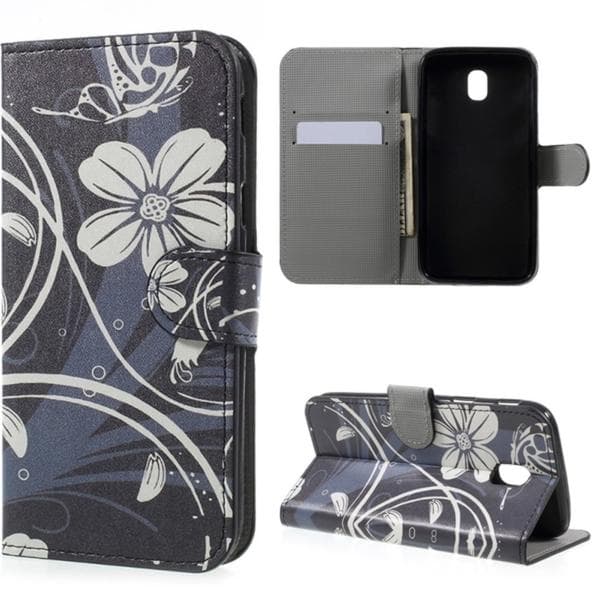 Plånboksfodral Samsung Galaxy J7 2017 - Svart med Blommor