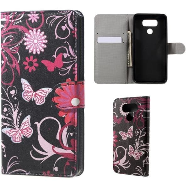 Plånboksfodral LG G6 - Svart med Fjärilar