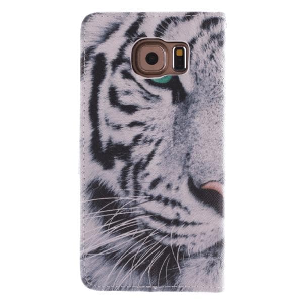 Plånboksfodral Samsung Galaxy S6 Edge – Vit Tiger
