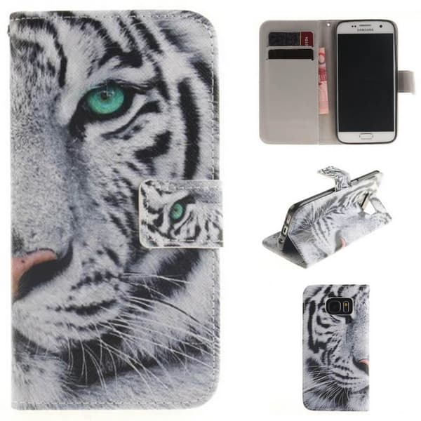 Plånboksfodral Samsung Galaxy S7 – Vit Tiger