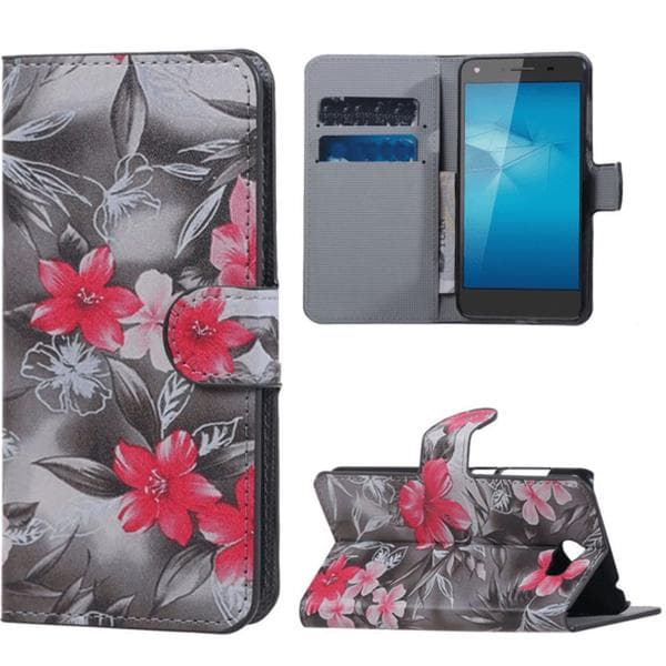 Plånboksfodral Huawei Y6 II Compact - Svartvit med Blommor