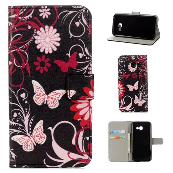 Plånboksfodral Samsung Galaxy A3 (2017) - Svart med Fjärilar