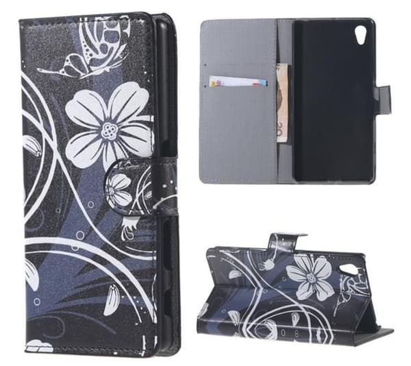 Plånboksfodral Sony Xperia Z5 - Svart med Blommor