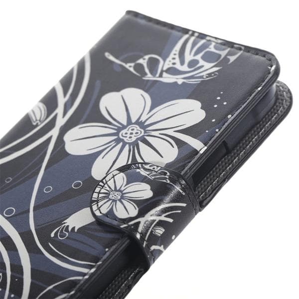 Plånboksfodral Samsung Xcover 3 (SM-G388F) - Svart med Blommor