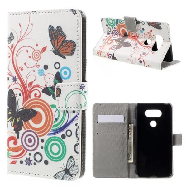 Plånboksfodral LG G5 - Vit med Fjärilar