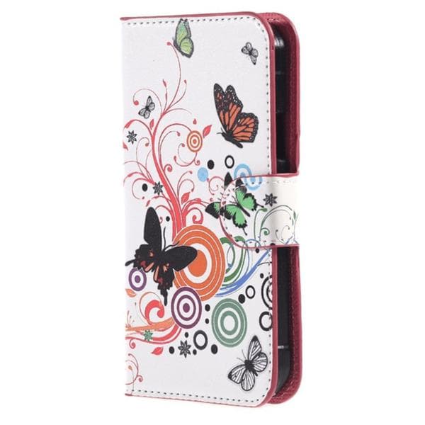 Plånboksfodral Samsung Xcover 3 (SM-G388F) - Vit med Fjärilar