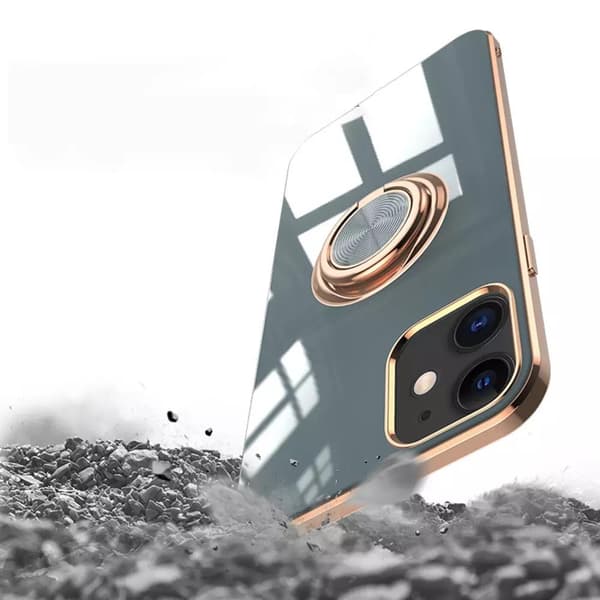Luksuriøst stilig deksel iPhone 12 Pro Max med ringstativfunksjon Gull