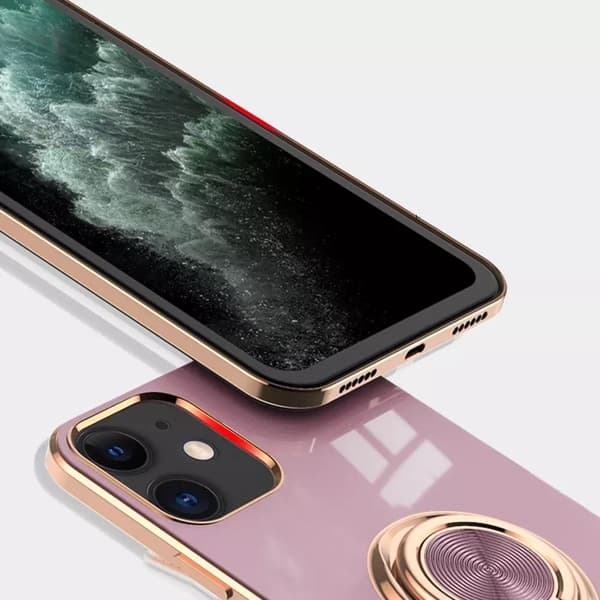 Luksuriøst stilig deksel iPhone 12 Pro Max med ringstativfunksjon Gull