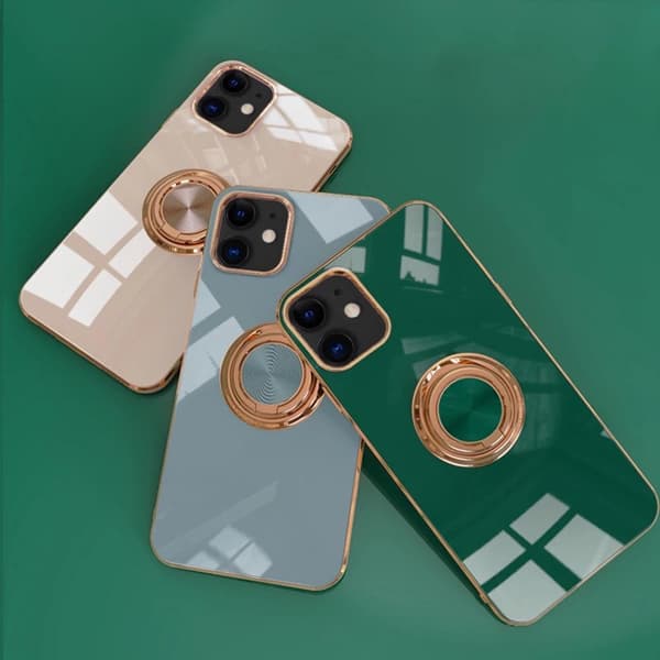 Luksuriøst stilig deksel iPhone 12 Pro Max med ringstativfunksjon Gull