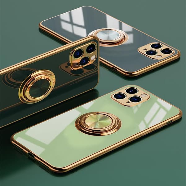 Luksuriøst stilig deksel iPhone 12 Pro Max med ringstativfunksjon Gull