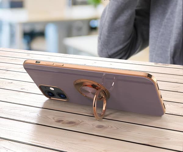 Luksuriøst stilig deksel iPhone 12 Pro Max med ringstativfunksjon Gull