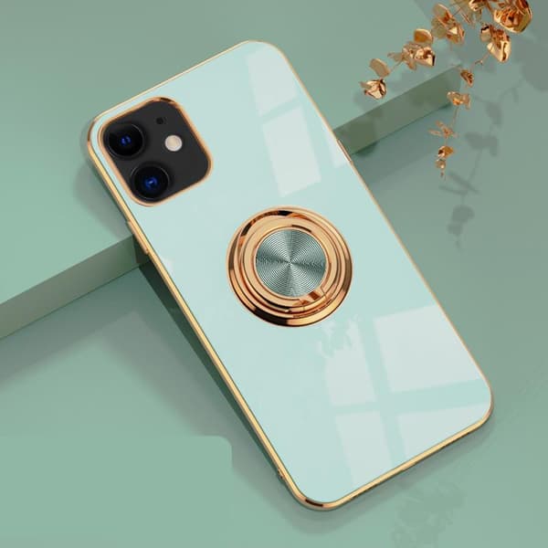 Luksuriøst stilig deksel iPhone 12 Pro Max med ringstativfunksjon Gull Light blue